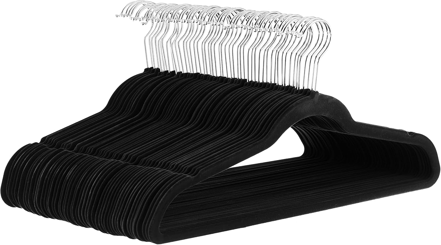 Amazon Basics Slim, Velvet, Non-Slip Suit Clothes Hangers, Pack of 50, Black